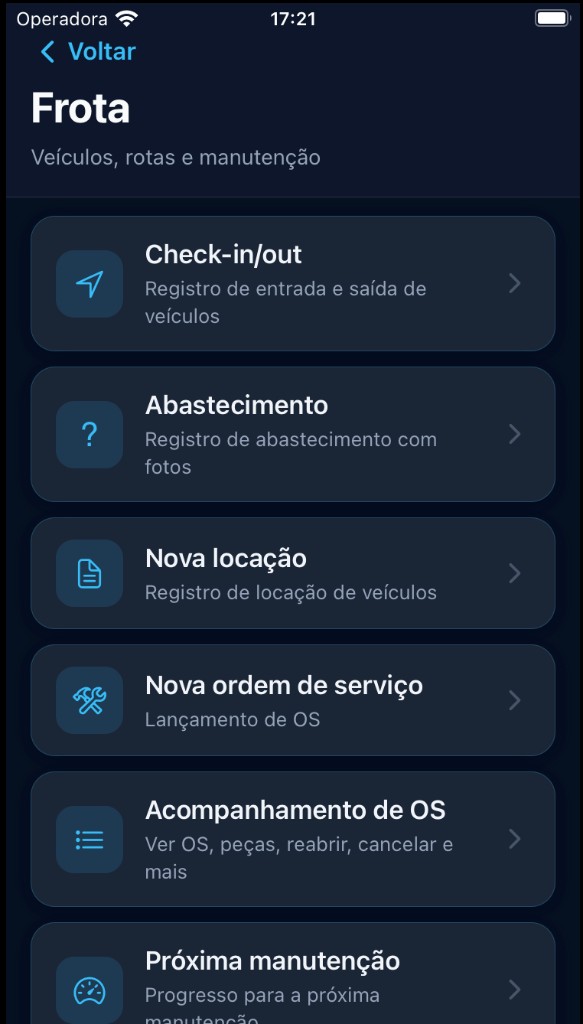 App UNISERV — Frota